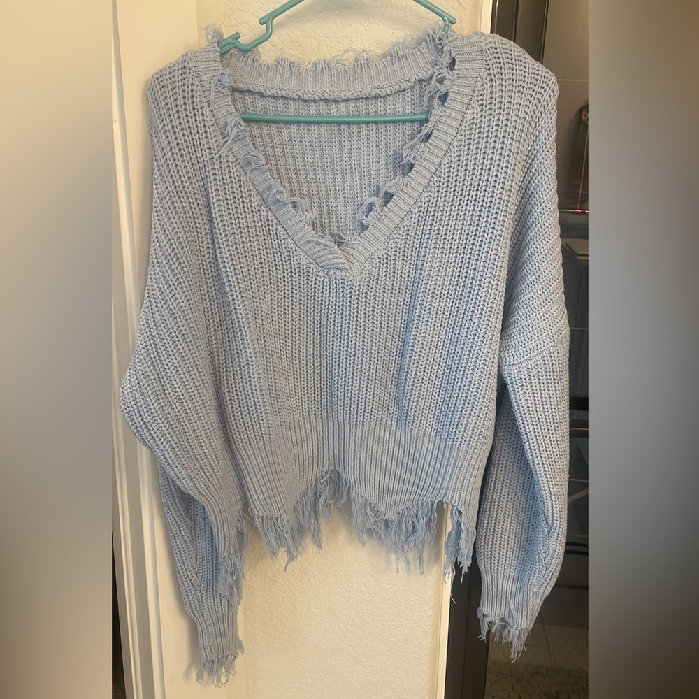 blue cropped sweater